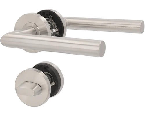 Garniture de poignée de porte en acier inoxydable avec bouton rotatif