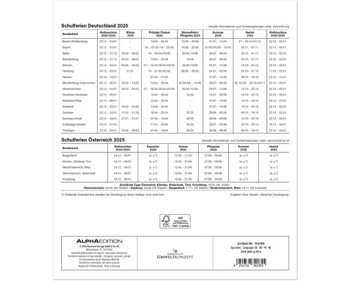 Vacances scolaires Allemagne et Autriche 2025 présentées sous forme de tableau