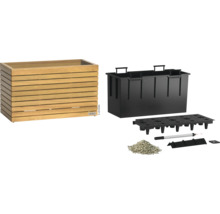 Jardinière en bois avec système d''irrigation et accessoires