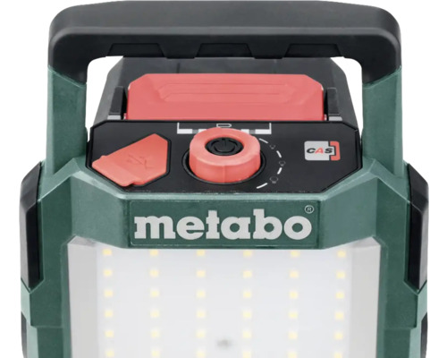 Metabo Logo. Akku-Baustrahler mit LED-Beleuchtung.