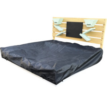 Bac à sable avec housse de protection, jouets et tableau noir