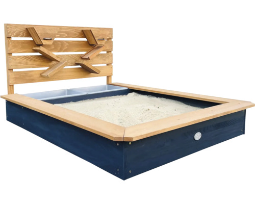 Bac à sable avec mur d'activités Lina axi 100 x 105 x 59 cm bois noir marron Bac à sable avec jeu d''eau et deux inserts en plastique