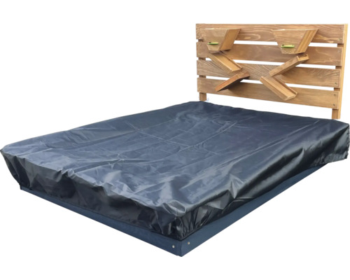 Lit avec tête de lit en bois et housse imperméable