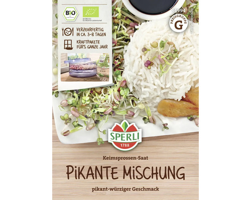 Bio Pikante Mischung Sperli Keimsprossen-Saat Samenfestes Saatgut Sperli Keimsprossen-Saat pikante Mischung mit Serviervorschlag