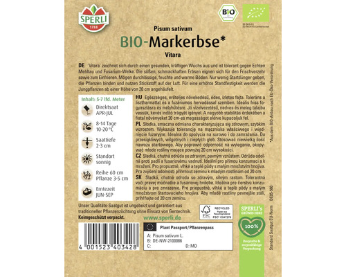 Samenpackung Markerbse Vitara in Bio Qualität