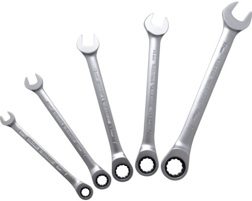 Cinq clés plates en acier chrome-vanadium de différentes tailles