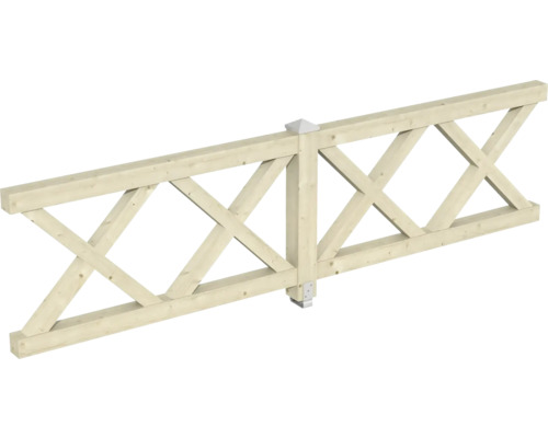 Balustrade en croix de Saint-André, 335 x 84 cm, nature Poutre en bois avec croisillons pour construction bois structurelle