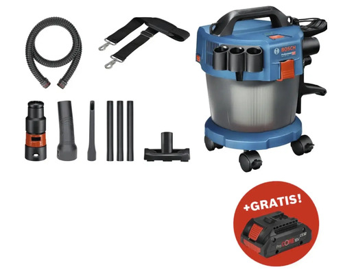 Aspirateur sans fil classe L aspirateur Bosch Professional GAS 18V-10 L y compris 1 x tuyau (1,6 m) et un ensemble de 3 tuyaux d'aspiration, sans batterie ni chargeur