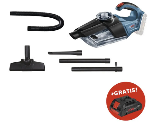 Aspirateur sans fil Bosch Professional GAS 18V-1 y compris buse de sol, buse à joints et 2 x tuyaux d'aspiration sans batterie ni chargeur