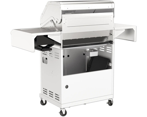 Chariot de barbecue en métal avec étagères latérales et roulettes