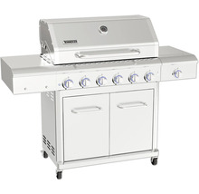 Edelstahl-Gasgrill mit sechs Brennern und Unterschrank
