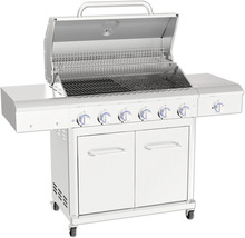 Gasgrill mit sechs Brennern, Ablageflächen und Unterschrank
