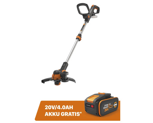 Akku-Rasentrimmer WORX 20V 30cm WG163E.9 + GRATIS Zugabeartikel 20V Akku WA3644 (4,0Ah)