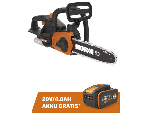 Tronçonneuse sans fil WORX 20V 25cm WG322E.9 + GRATUIT : Batterie 20V WA3644 (4,0Ah)