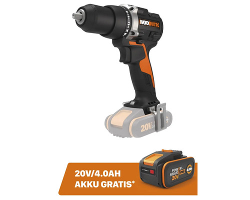 Perceuse-visseuse sans fil WORX Nitro 20V 60Nm WX102.9, moteur Brushless + accessoire GRATUIT Batterie 20V WA3644 (4,0Ah)