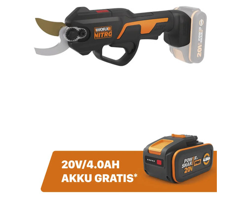 Coupe-branches WORX Nitro 20 V 22 mm WG330E.9, moteur brushless, sans batterie ni chargeur