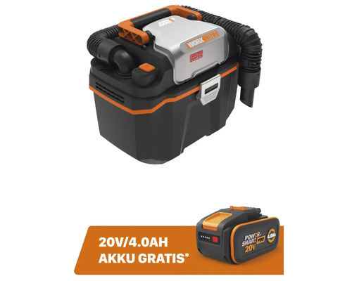 Aspirateur eau et poussière à batterie WORX Nitro 20V 8L WX031.9, moteur Brushless + GRATUIT Batterie 20V WA3644 (4,0Ah)