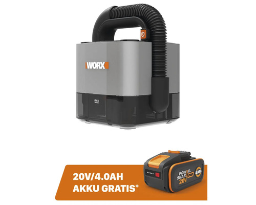 Aspirateur sans fil WORX 20V WX030.9 + GRATUIT : Batterie 20V WA3644 (4,0Ah)