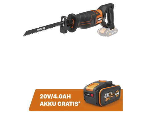 Scie sabre sans fil WORX 20V 20mm de course WX500.9 + GRATUIT Batterie 20V WA3644 (4,0Ah)