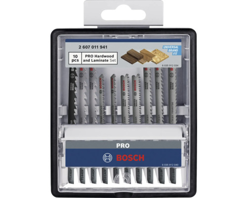 Jeu de lames de scie sauteuse Bosch pour bois dur et stratifié, 10 pièces