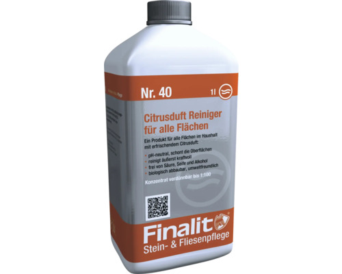 Nettoyant Finalit parfum citron pour toutes les surfaces 1 litre Finalit Numéro 40 nettoyant au parfum d''agrumes dans une bouteille d''un litre pour toutes les surfaces