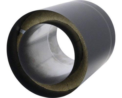 Doppelwandiges Ofenrohr 250 mm Ø 150 mm Stahlblech isoliert schwarz Isoliertes Rauchrohr