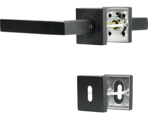 Schwarze Türgriffgarnitur mit eckiger Form für Innentüren