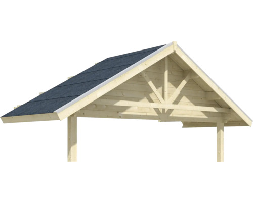 Vordach SKAN HOLZ Bern Dachschindeln, 420 x 212 cm, natur Holzcarport mit Satteldach und Bitumeneindeckung