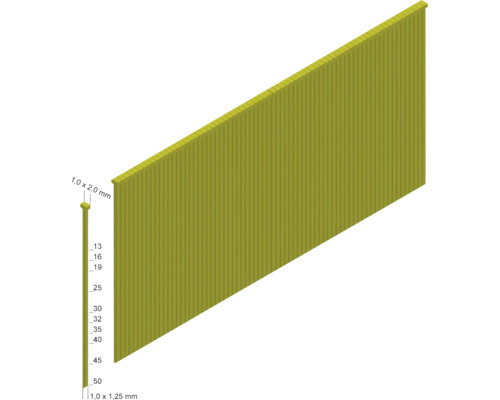 Clous en bande de dimensions 1,0 x 2,0 mm et 1,0 x 1,25 mm