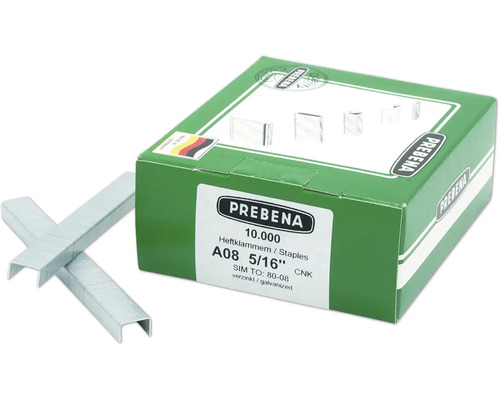Heftklammern Prebena Type A08CNK 10.000 St. Prebena A08 5/16 Zoll Heftklammern, 10000 Stück in grüner Verpackung