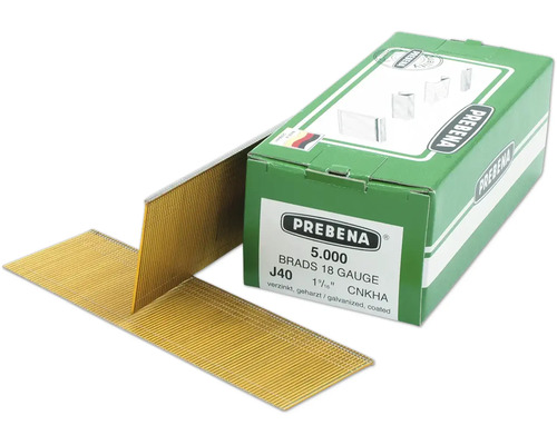 Clous à tête plate Prebena type J40CNKHA 5000 pcs Clous Prebena 18 Gauge avec emballage