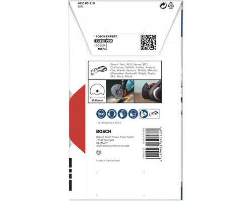 Emballage de lame de scie Bosch ACZ 85 EIB BIM, diamètre 85 mm