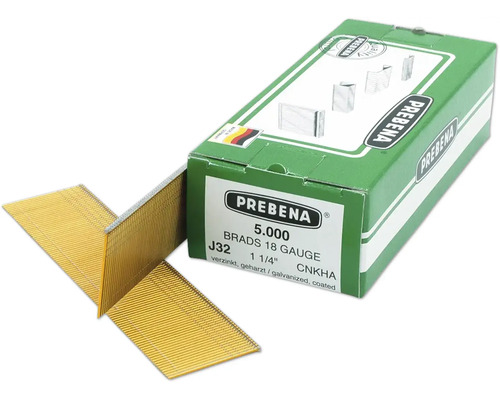 Clous à tête plate Prebena type J32CNKHA 5000 pcs Clous à tête réduite Prebena 18 Gauge avec emballage