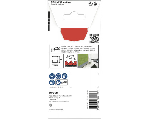 Emballage d''une lame de scie carbure revêtue Bosch AIZ 32 APILT MultiMax