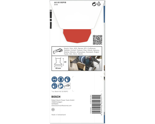 Emballage d''une lame de scie plongeante Bosch AII 65 BSPIB BIM