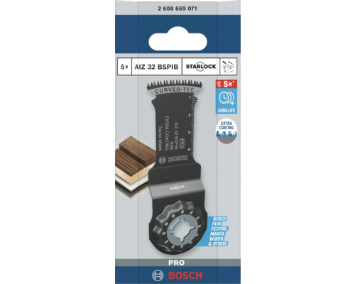 Lame de scie plongeante Bosch AIZ 32 BSPIB en pack de 5 avec monture Starlock