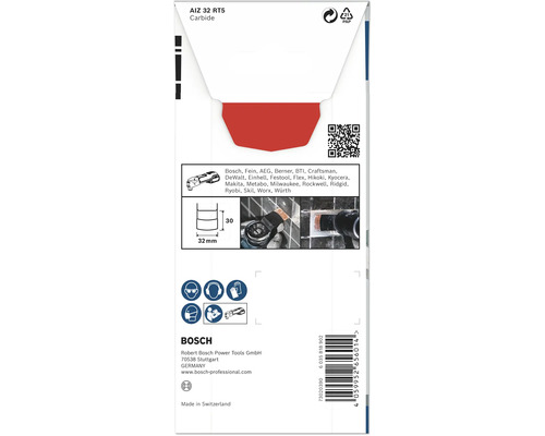 Emballage de la lame de scie plongeante au carbure Bosch AIZ 32 RT5