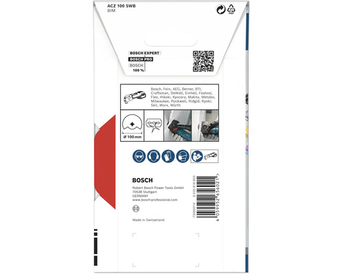 Verpackung eines Bosch ACZ 100 SWB BIM Sägeblatts