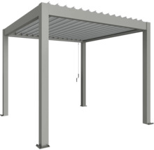 Freistehende graue Pergola mit Lamellendach