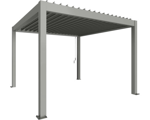 Pergola Biohort 3,5x3,5 inkl. beweglichen, isolierten Lamellendach für geringere Geräuschentwicklung und Wärmeabstrahlung 367,5 x 367,5 cm quarzgrau-metallic Freistehende Pergola mit Lamellendach für den Außenbereich