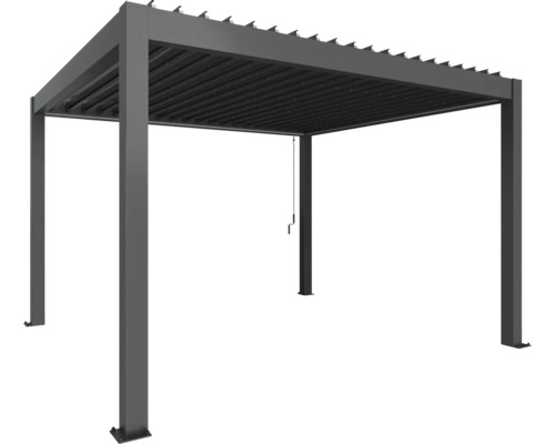 Pergola grise autoportante avec toit à lamelles