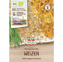 Semences germées de blé Sperli avec label bio et suggestion de présentation
