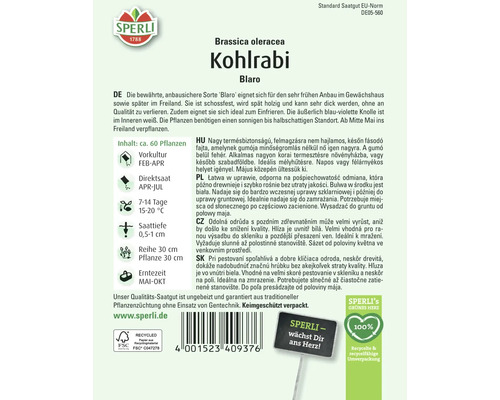 Samenpackung Kohlrabi Blaro der Marke Sperli