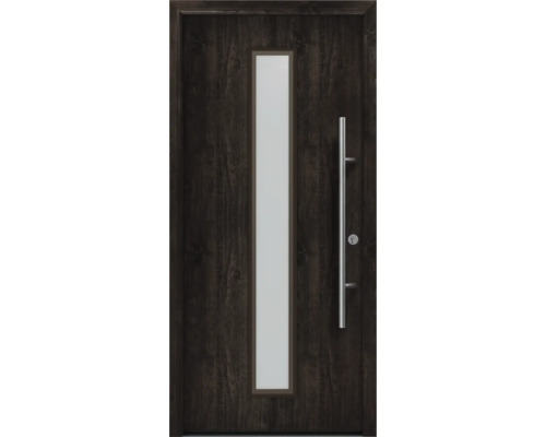 Haustür EcoStar ISOPRO Secur IPS 020S 1100 x 2100 mm Rechts night oak inkl. Beschlag-Set,Edelstahl Stangengriff,Sicherheitsprofilzylinder mit 5 Schlüsseln Holzhaustür mit Glaseinsatz und Griff