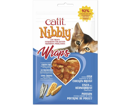 En-cas pour chats cat it Nibbly Wraps, poulet & poisson 30 g