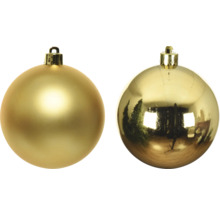 Zwei goldene Weihnachtskugeln