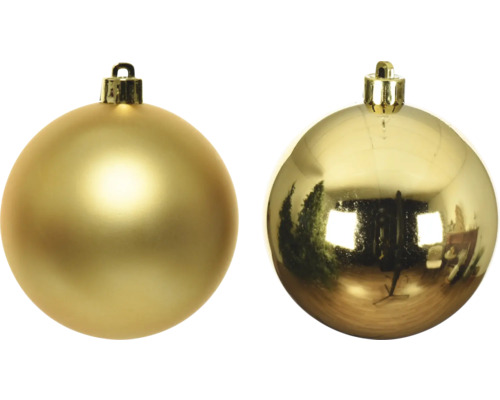 Zwei goldene Weihnachtskugeln