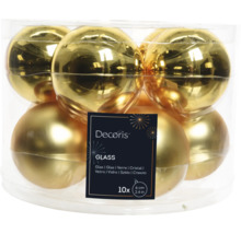 Verpackung mit zehn goldenen Weihnachtskugeln aus Glas, jeweils 6 cm groß