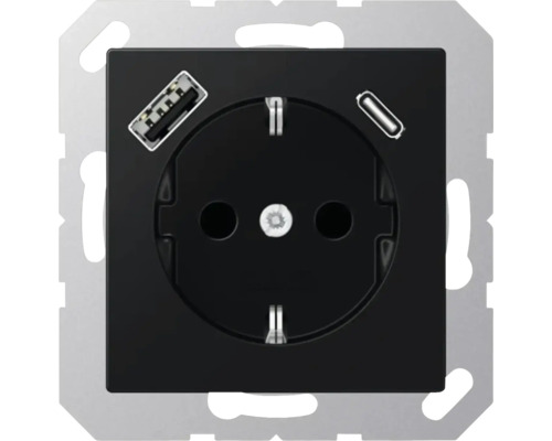 Jung A 1520-15 CA SWM USB-Steckdose USB Typ A graphitschwarz/matt Serie A550 Steckdose mit USB-Anschluss