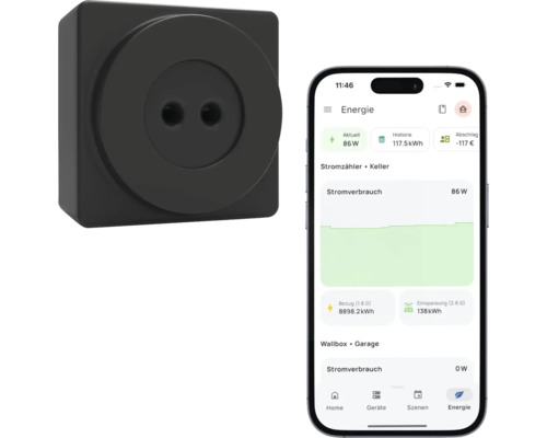 Compteur d'énergie everHome EcoTracker IR - Compatible avec SMART HOME by hornbach Prise intelligente et smartphone avec affichage de la consommation d''énergie